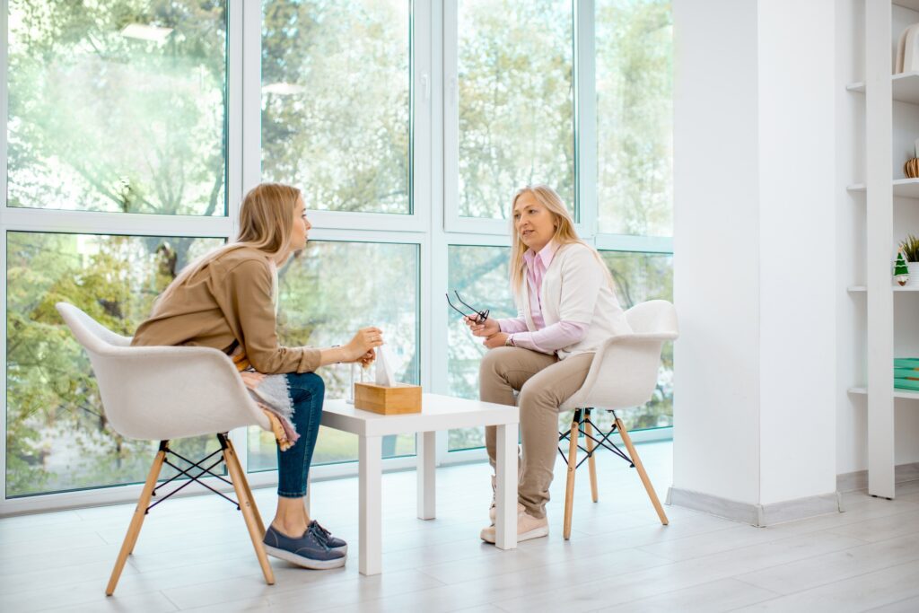 Woman with psychologist in the office