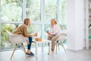 Woman with psychologist in the office