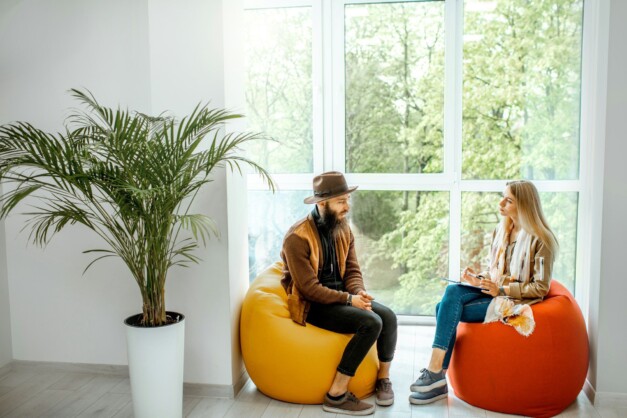 Man and woman during the psychological counseling indoors